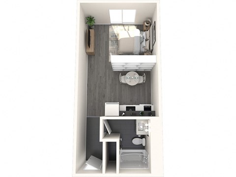 Floor plan for studio, 1 bath, 316 sqft